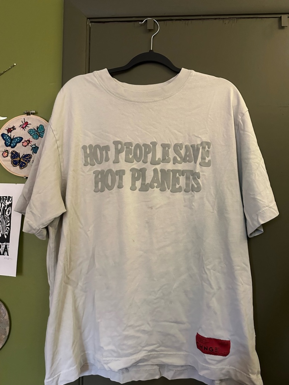 CHNGE Tan Shirt XL “Hot People Save Hot Planets”